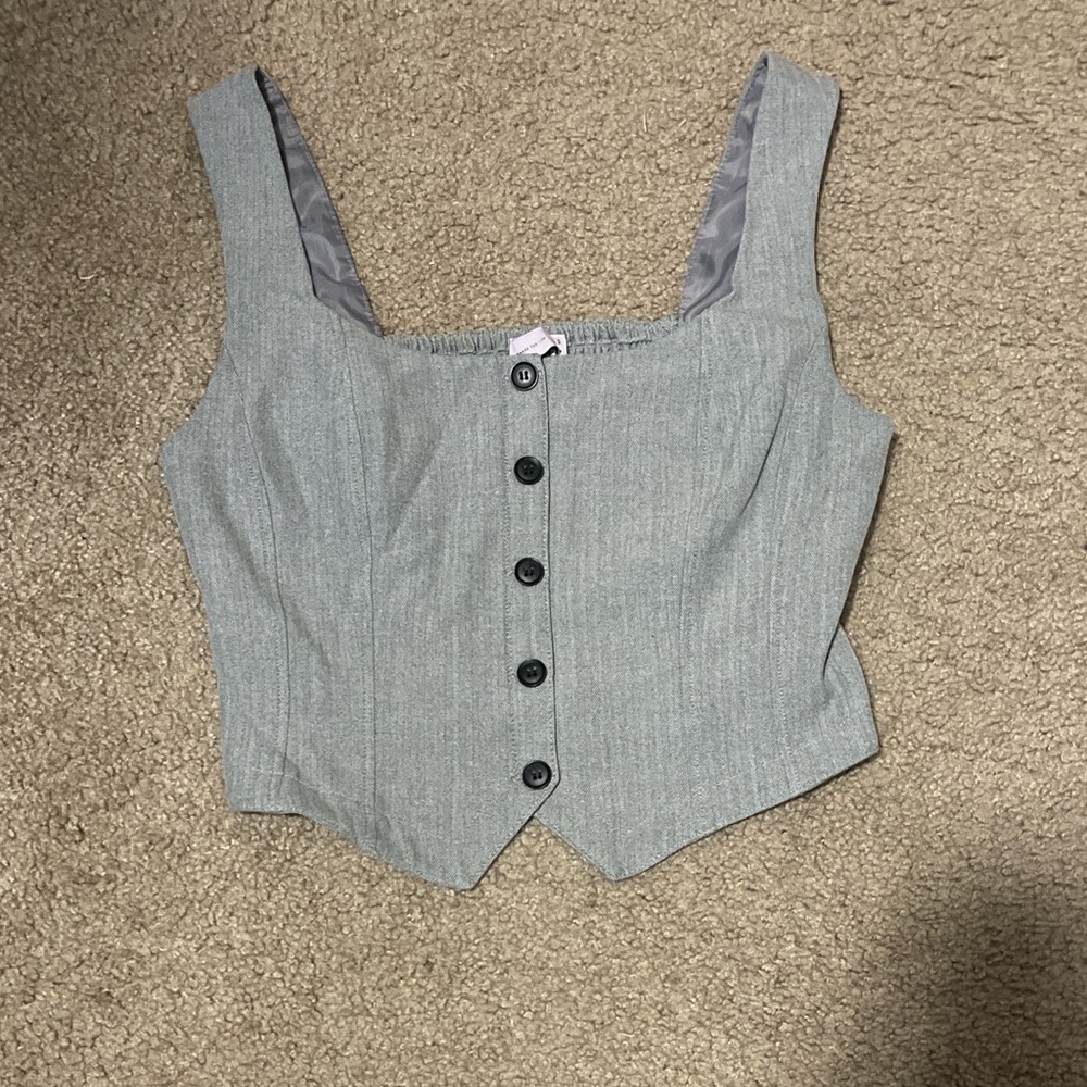 Gray Button-Up Women's Top